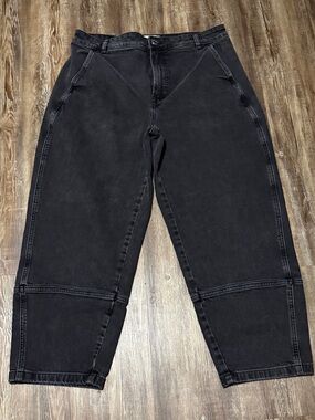 Everlane The Utility Barrel Jeans Women's 32R High Rise Baggy Fit in Black Denim